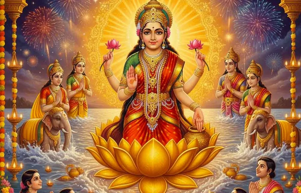 दीवाली पर देवी लक्ष्मी के प्राकट्य की कथा: समृद्धि का दिव्य अवतरण — Festivals