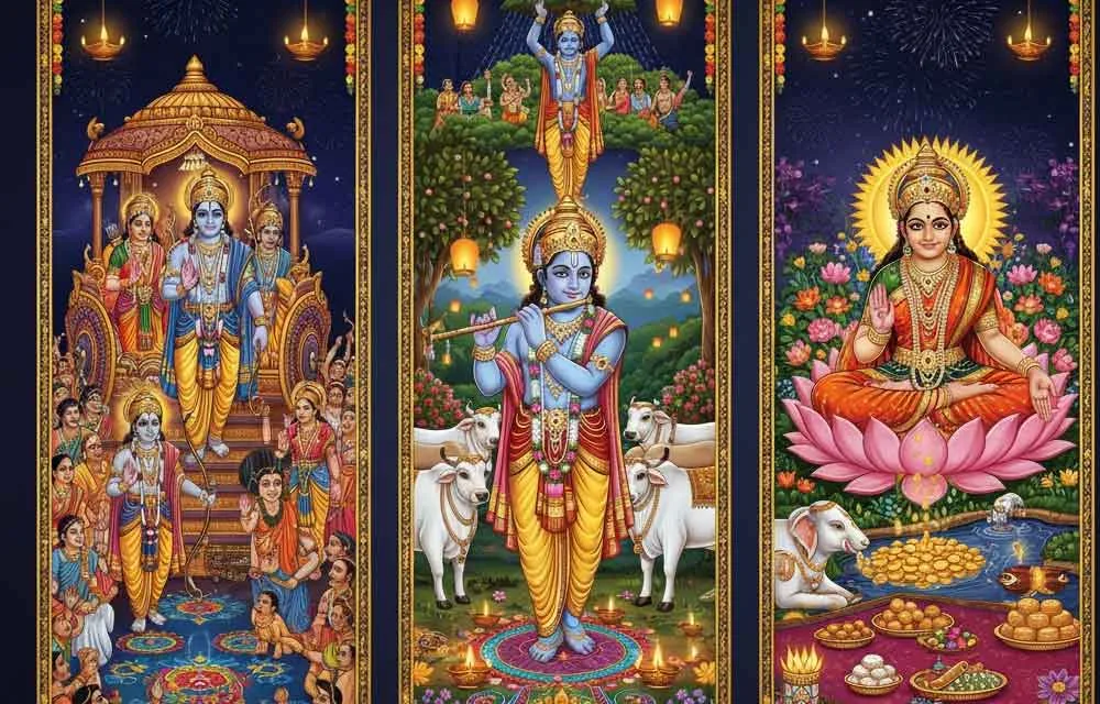 दीवाली के पीछे की कथाएँ: राम, कृष्ण, लक्ष्मी और भी बहुत कुछ
