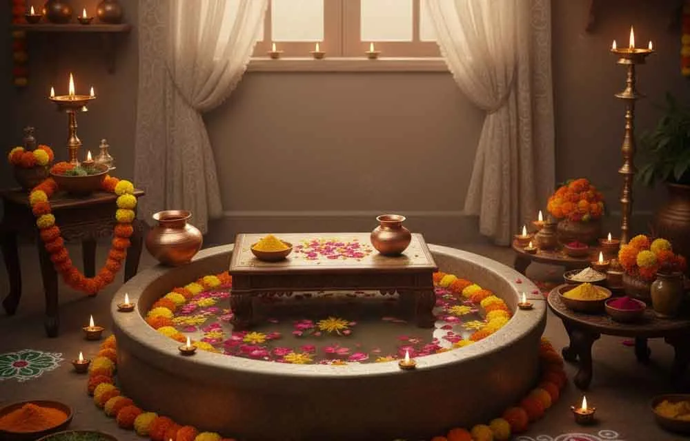 लक्ष्मी पूजा के लिए पारंपरिक दिवाली स्नान (अभ्यंग स्नान)