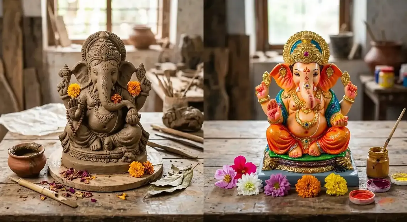 USA में इको-फ्रेंडली गणेश मूर्तियाँ: मिट्टी के गणेश कैसे चुनें, बनाएँ और विसर्जित करें — Ganesh Chaturthi